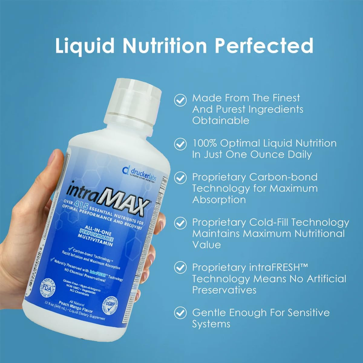 Intramax Organic Liquid Multivitamin, Non GMO, Dairy Free, Gluten Free, Magnesiu