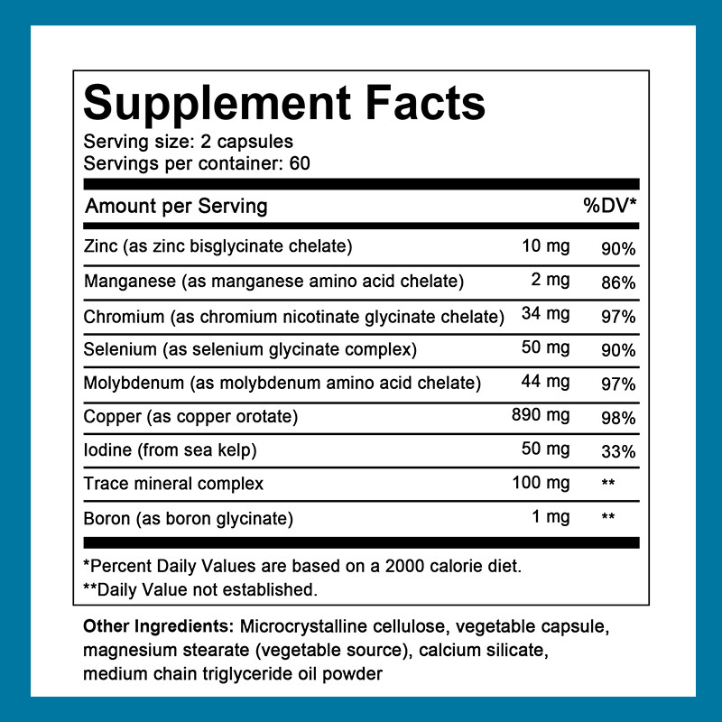 Trace Minerals Concentrate Trace Mineral Complex – 30/60/120 Capsules