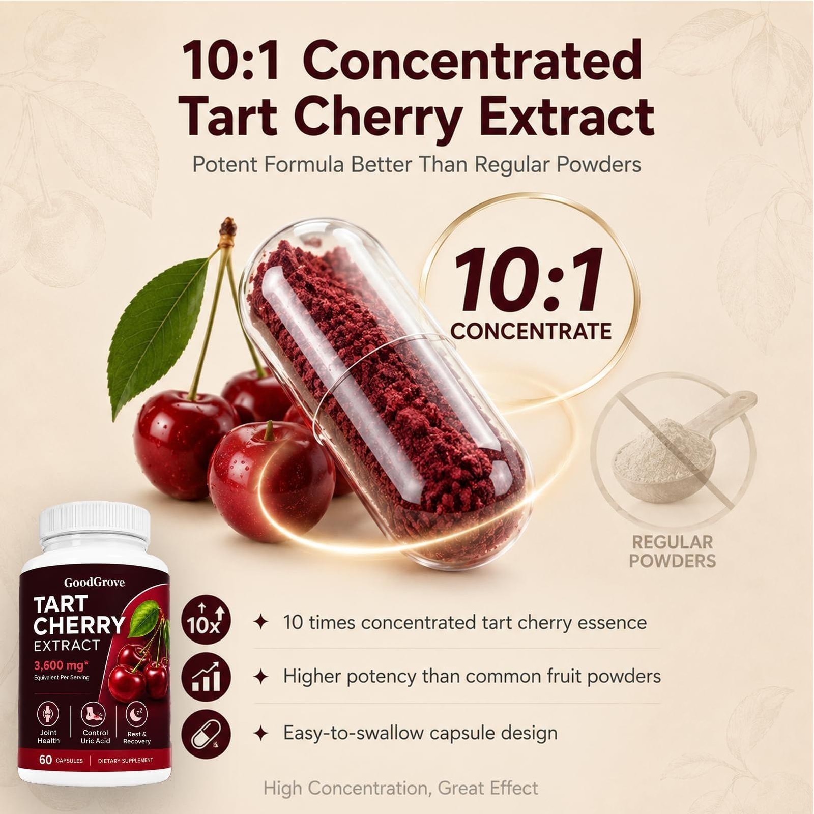 Good Grove Tart Cherry Extract,Goodgrove Tart Cherry Cold Extracted,60 Capsules