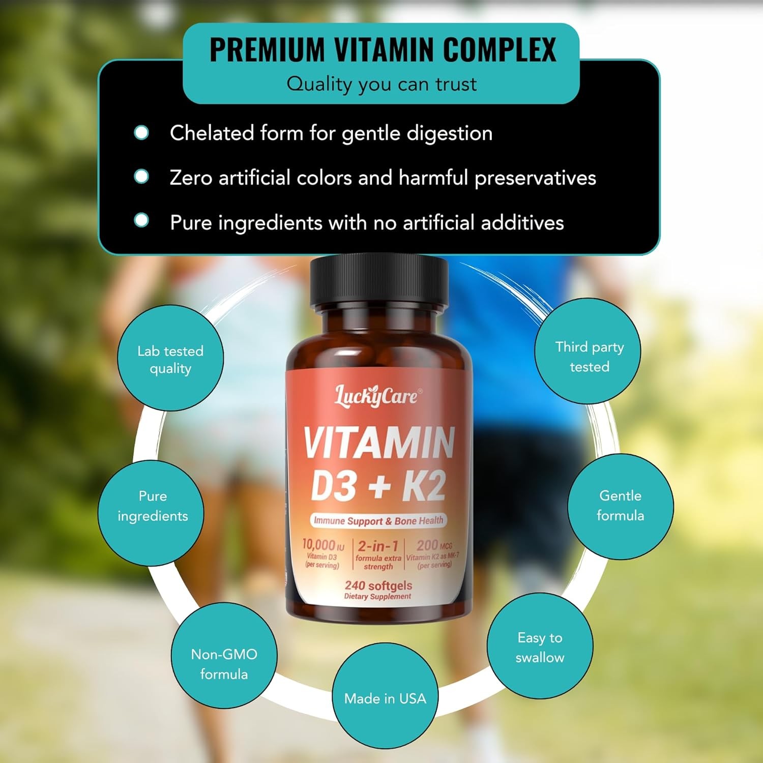 Vitamin D3 K2 10000 iu with Coconut Oil, VIT d3 and k2 Supplements, 120 Gel Caps