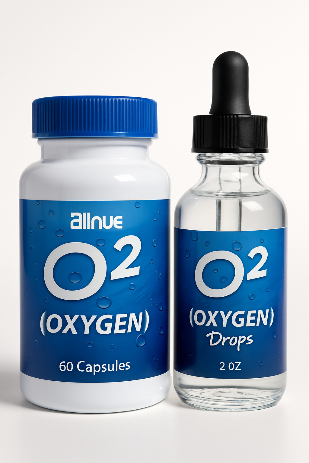 O2 Oxygen Capsules 60 Ct + Oxygen Drops 2 oz Bundle Wellness Supplement Kit