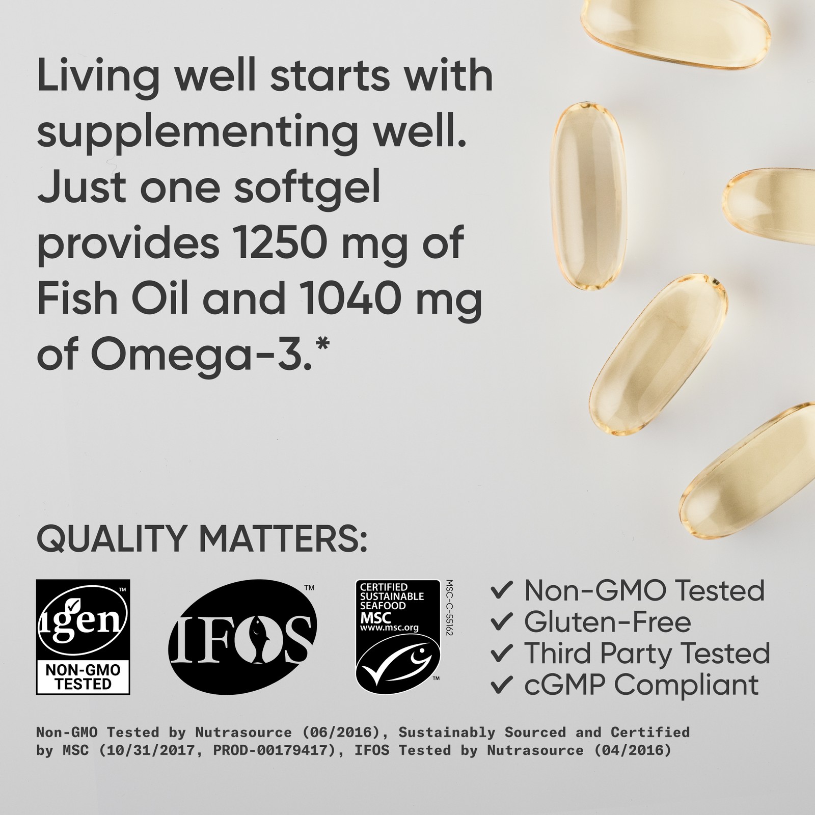 Triple Strength Omega 3 Fish Oil Burpless Supplement EPA DHA Fatty Acids 90 ct