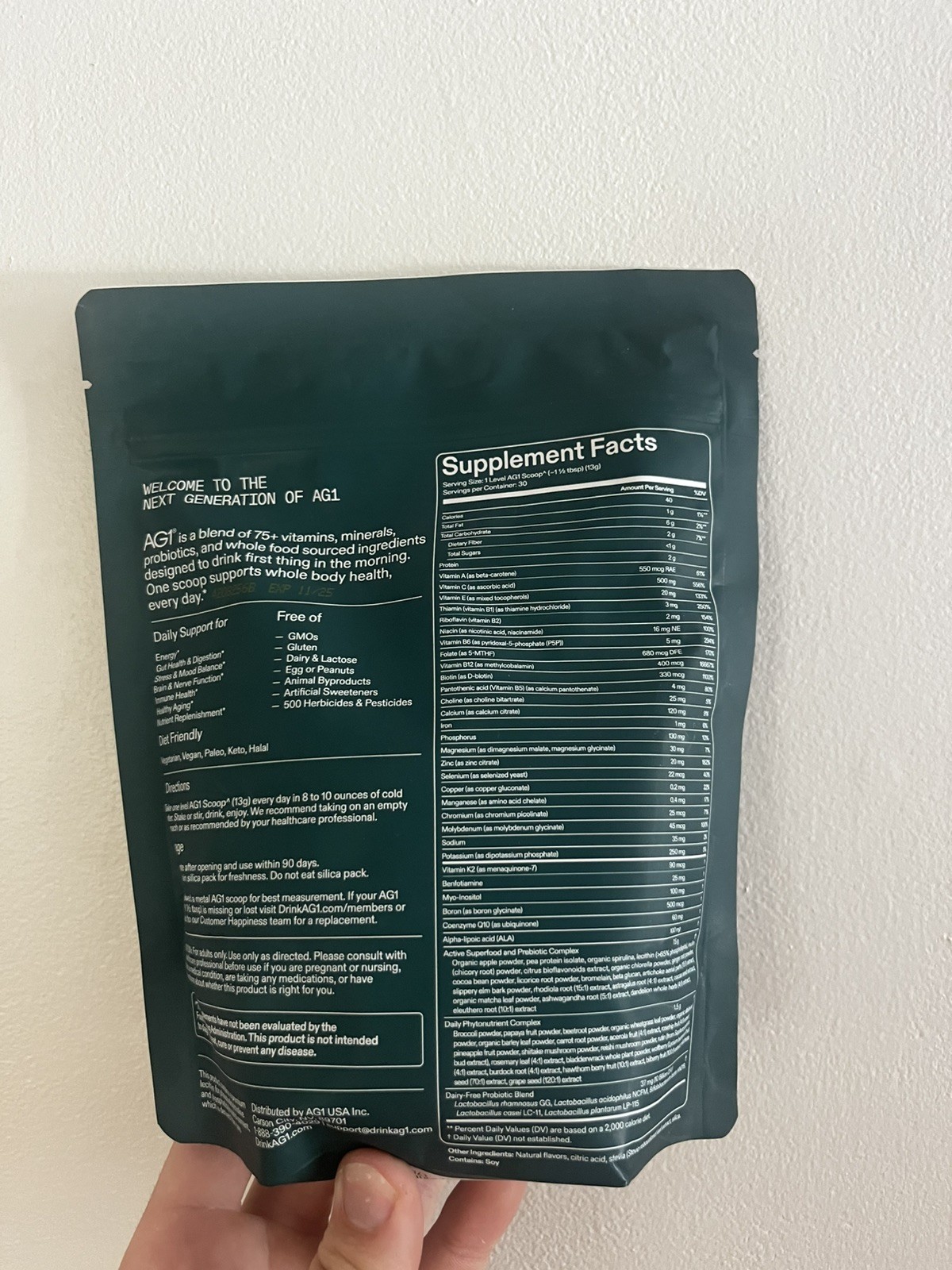 Genuine AG1 daily FoundationaL nutrition 12.7oz 360g 30 Day supply