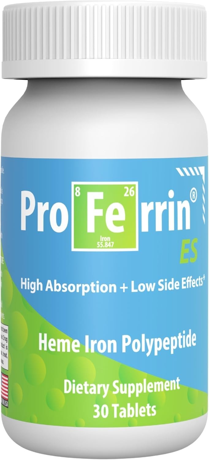Easy Iron Absorption – 30 Unflavored Tablets with 0.5mg Heme Iron, Gut-Friendly