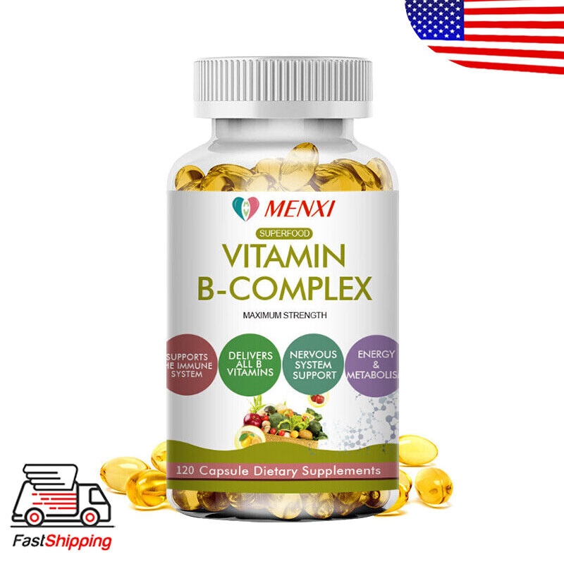 MENXI Vitamin B Complex 60 Capsules B1,B2,B3,B5,B6,B7,B9,B12, Immune Support USA