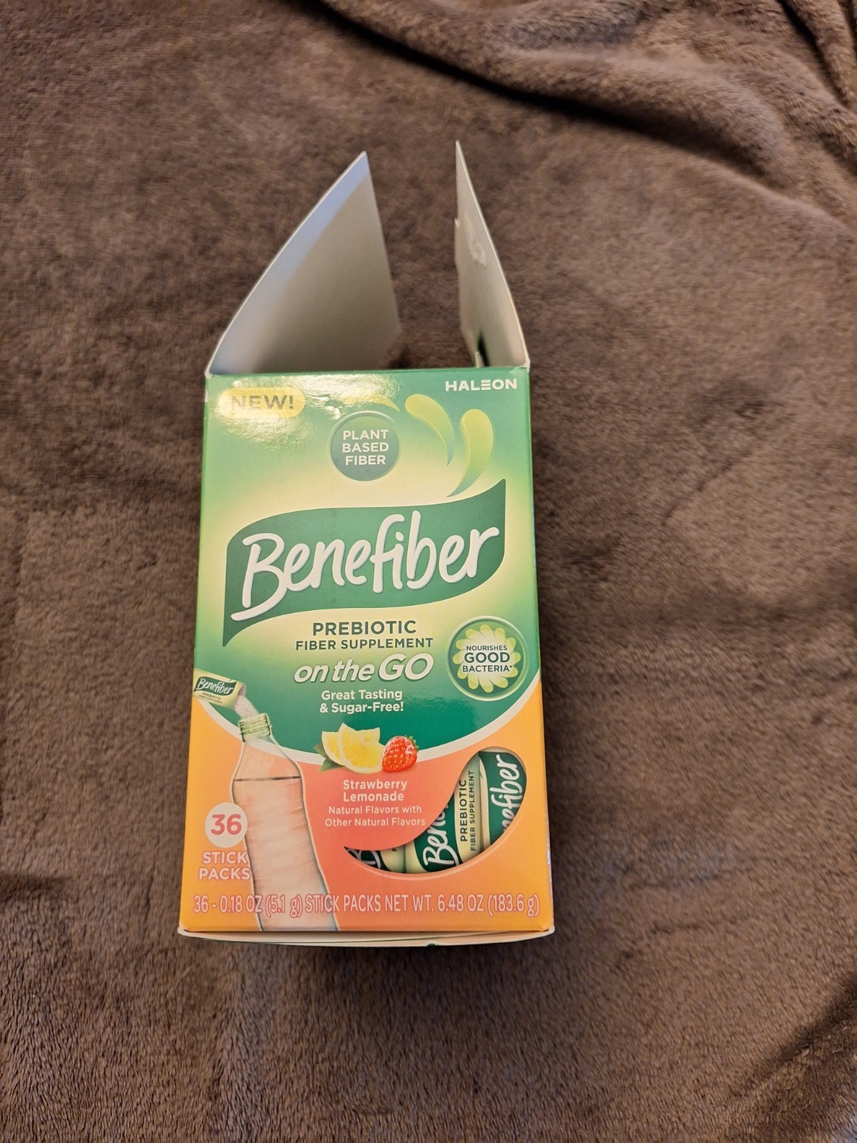 Benefiber On The Go Prebiotic Fiber Strawberry Lemonade 35 Pk Open Box Exp 09/27