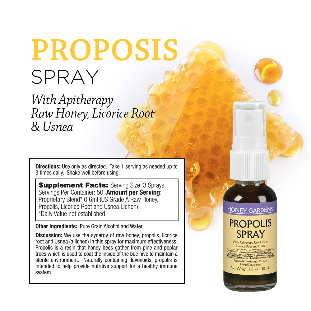 Honey Gardens Bee Propolis Throat Spray | 50 Servings, 1 Fl. Oz.
