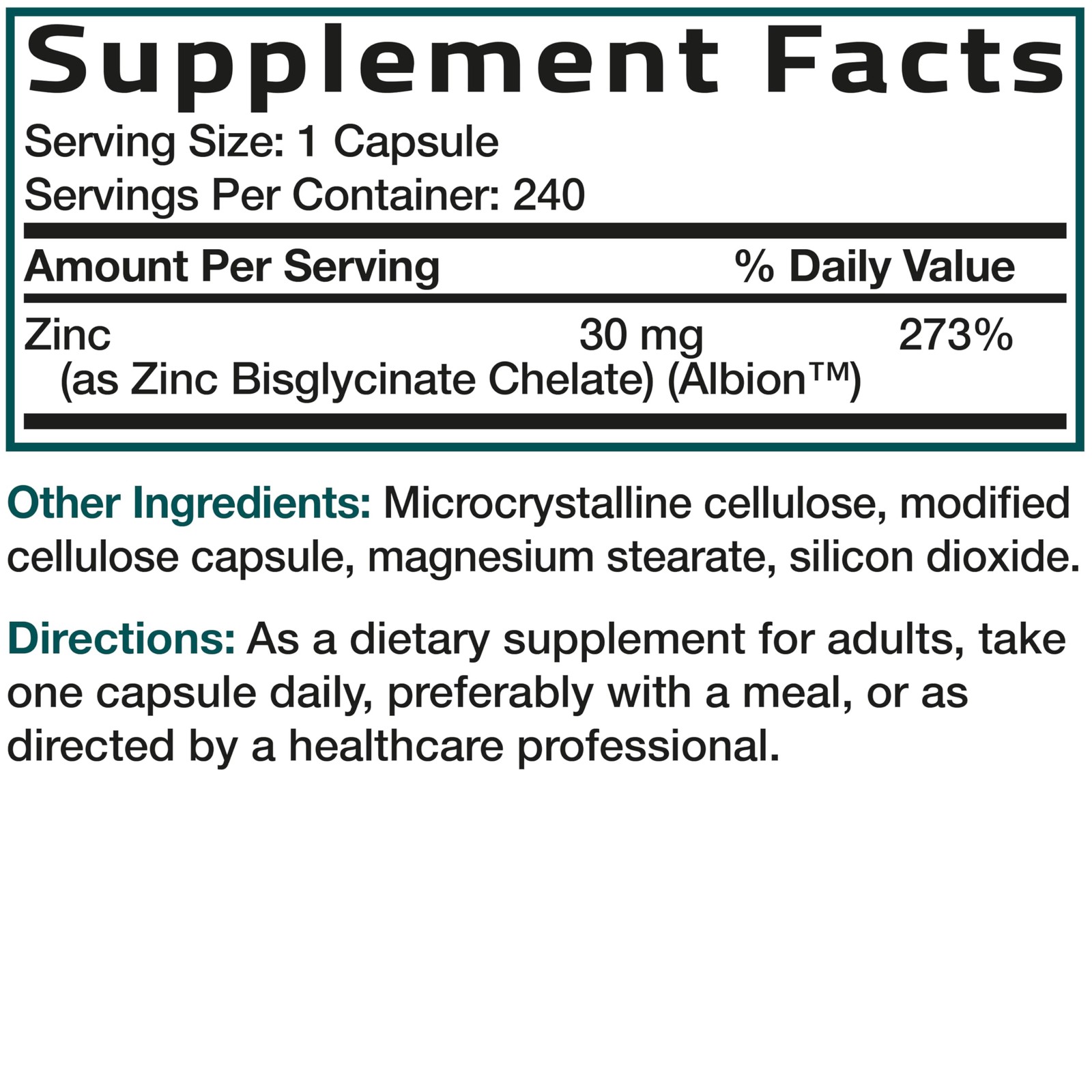 Bronson Zinc Glycinate 30mg Chelated Superior 240 Count (Pack of 1)