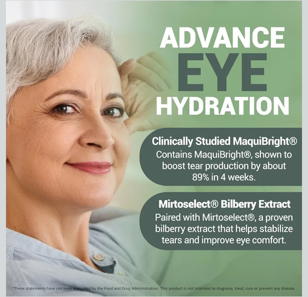 TopTear Dry Eye Vision Optic Health Supplement w/Bilberry 30 Vegan Liquid Caps