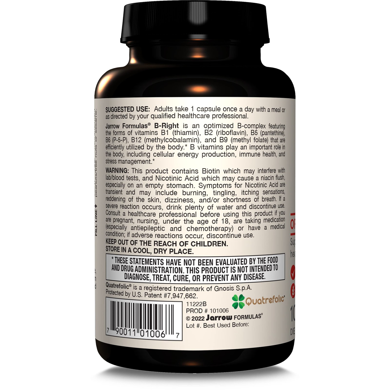 Jarrow Formulas B-Right Vitamin B Complex – 100 100 Count (Pack of 1), White