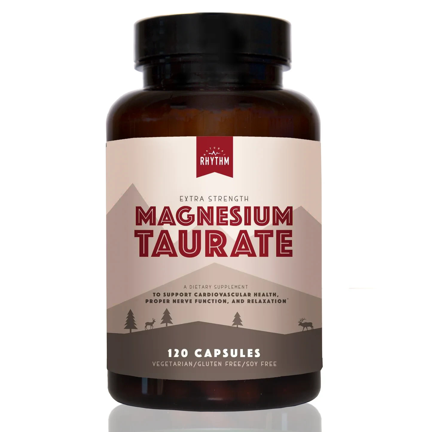 12 bottles of Magnesium Taurate by Natural Rhythm, 120 capsules, 750 mg