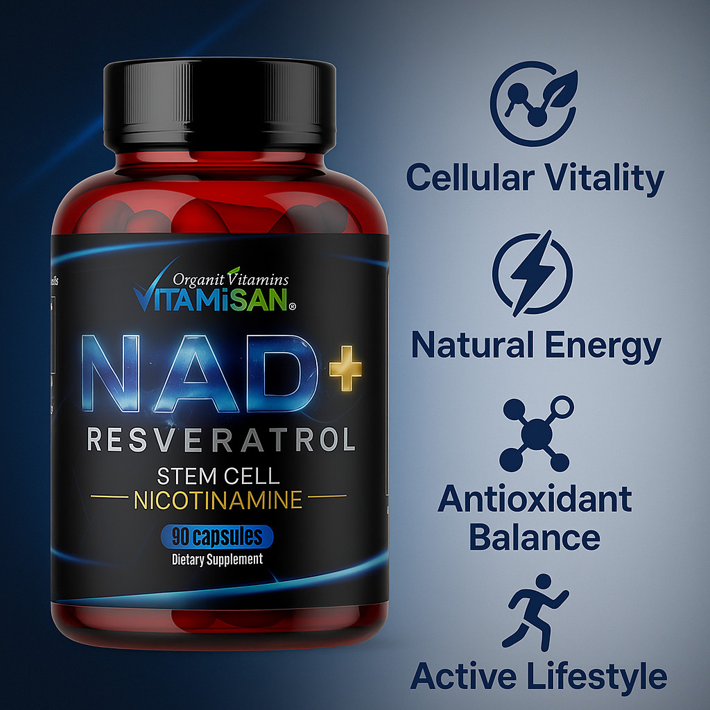 Resveratrol Cq10 NAD 1100mg, 90 Capsules Anti-Aging Antioxidants, Brain Support