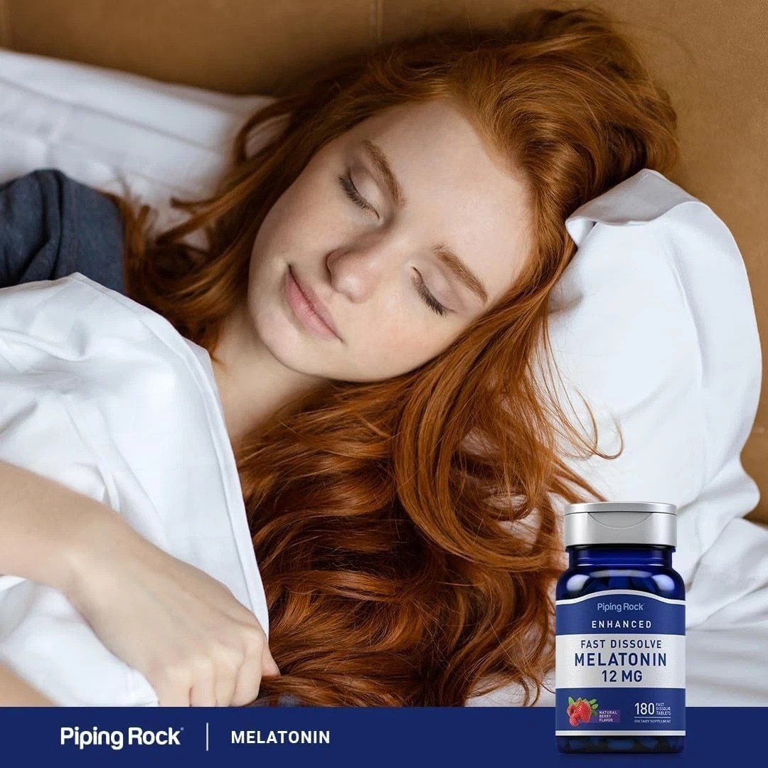 Piping Rock Melatonin 12 mg | 180 Tablets | for better sleep All Nights Non-GMO