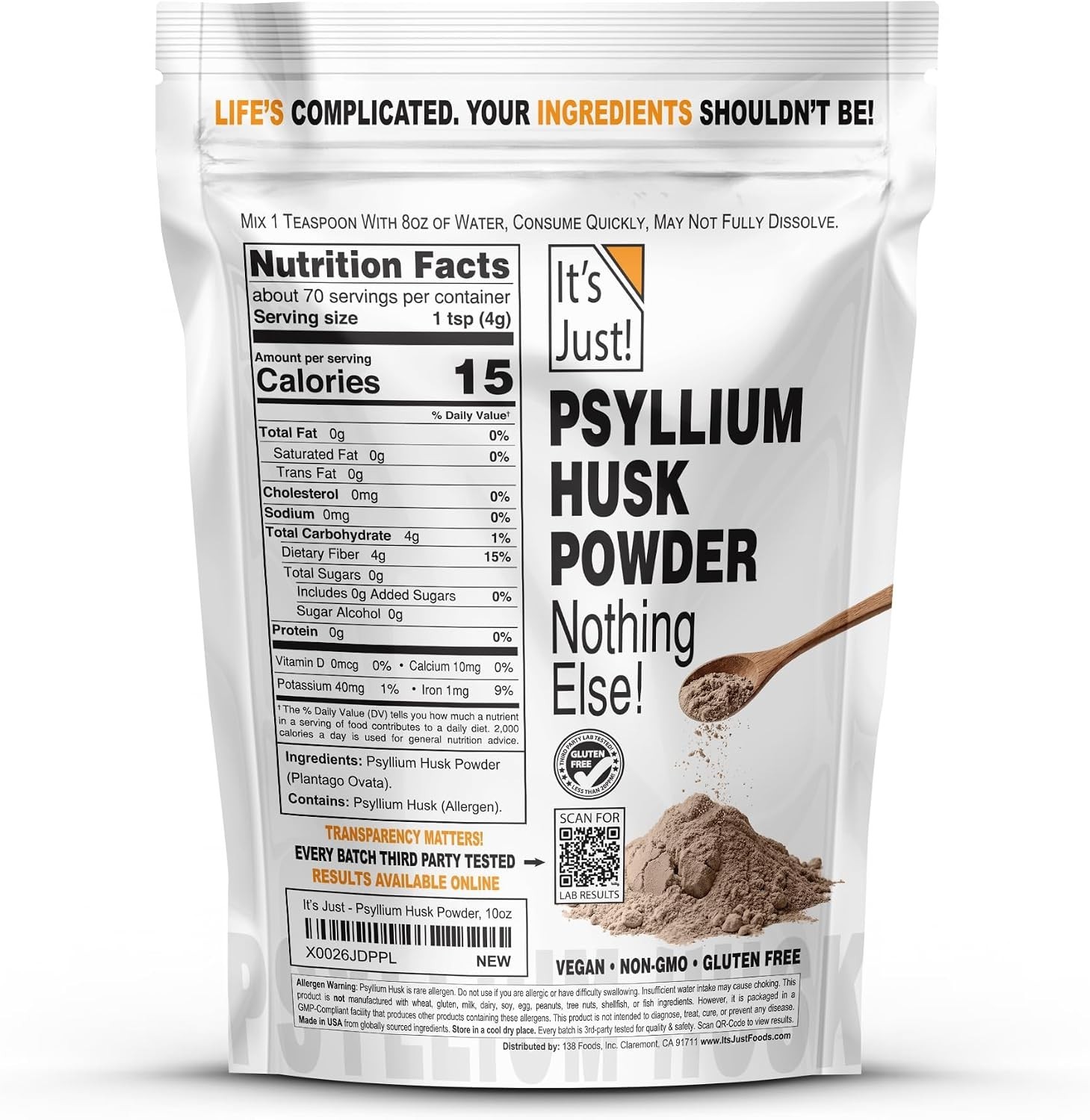 10oz Non-GMO Psyllium Husk Powder – Ideal for Keto Baking & Digestive Health