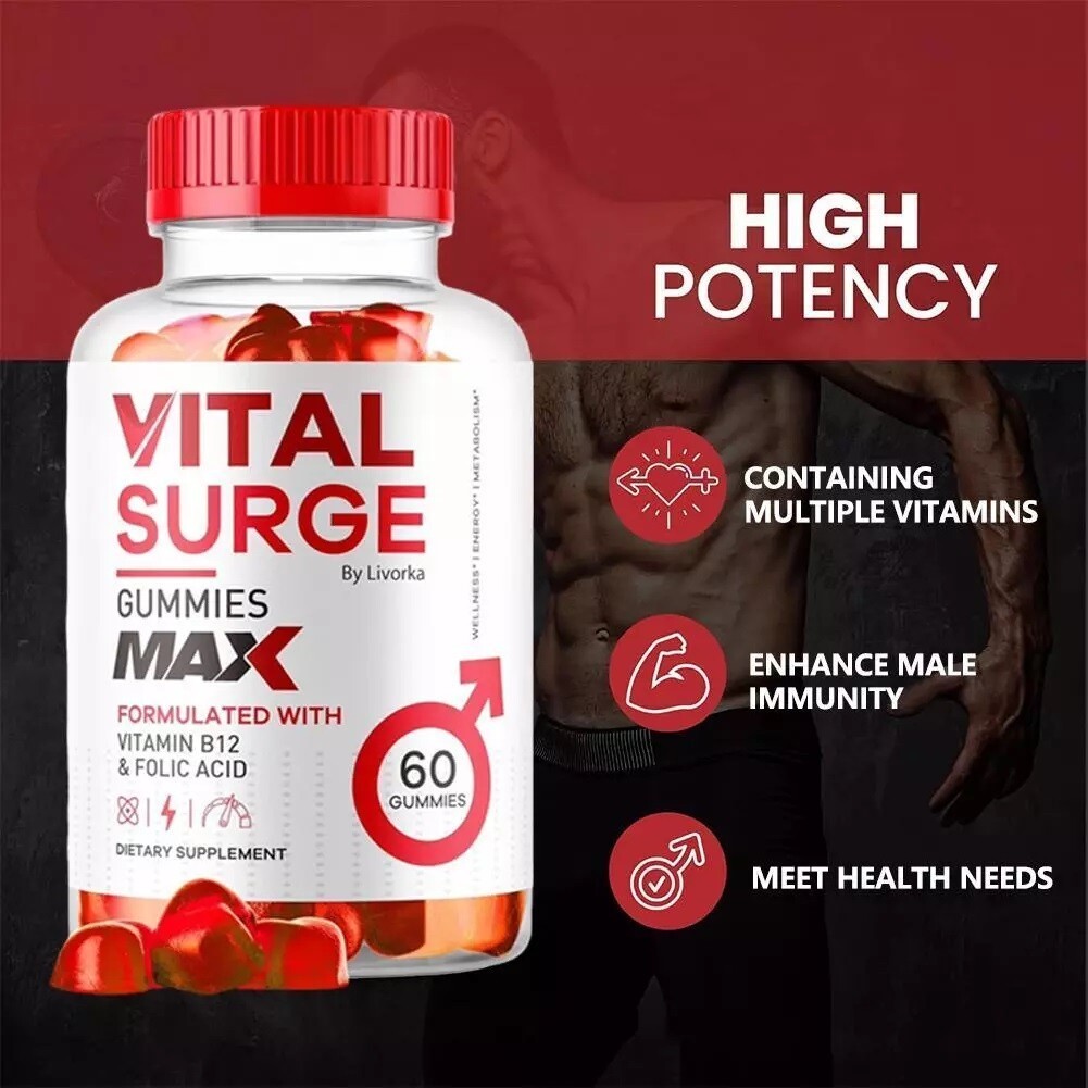 -Vital Surge Male Gummies, Maximum Strength Vital Surge Advanced Formula 60 PCS