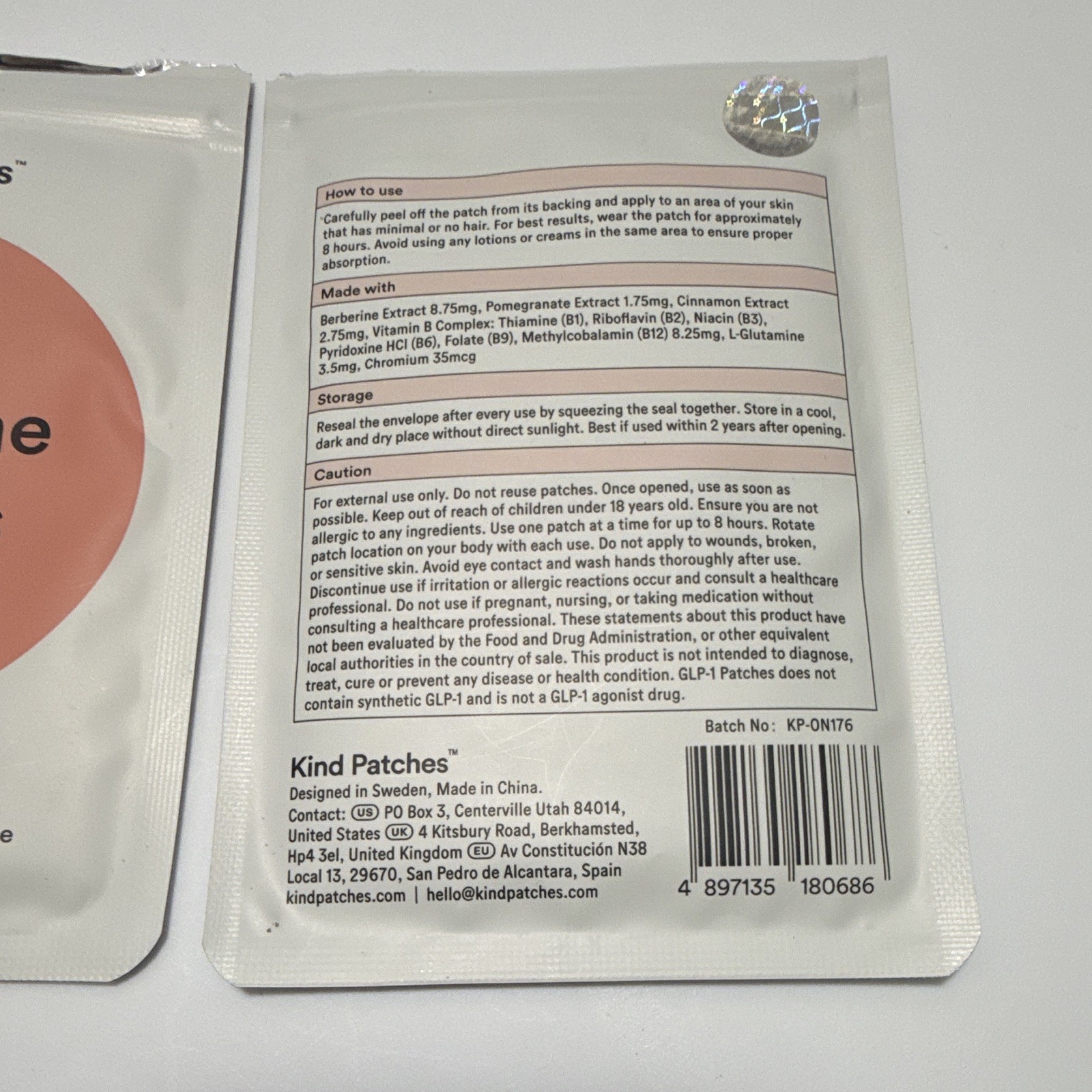 Kind Patches Berberine Patches 2 Pack Opened Never Used 60 Total Patches