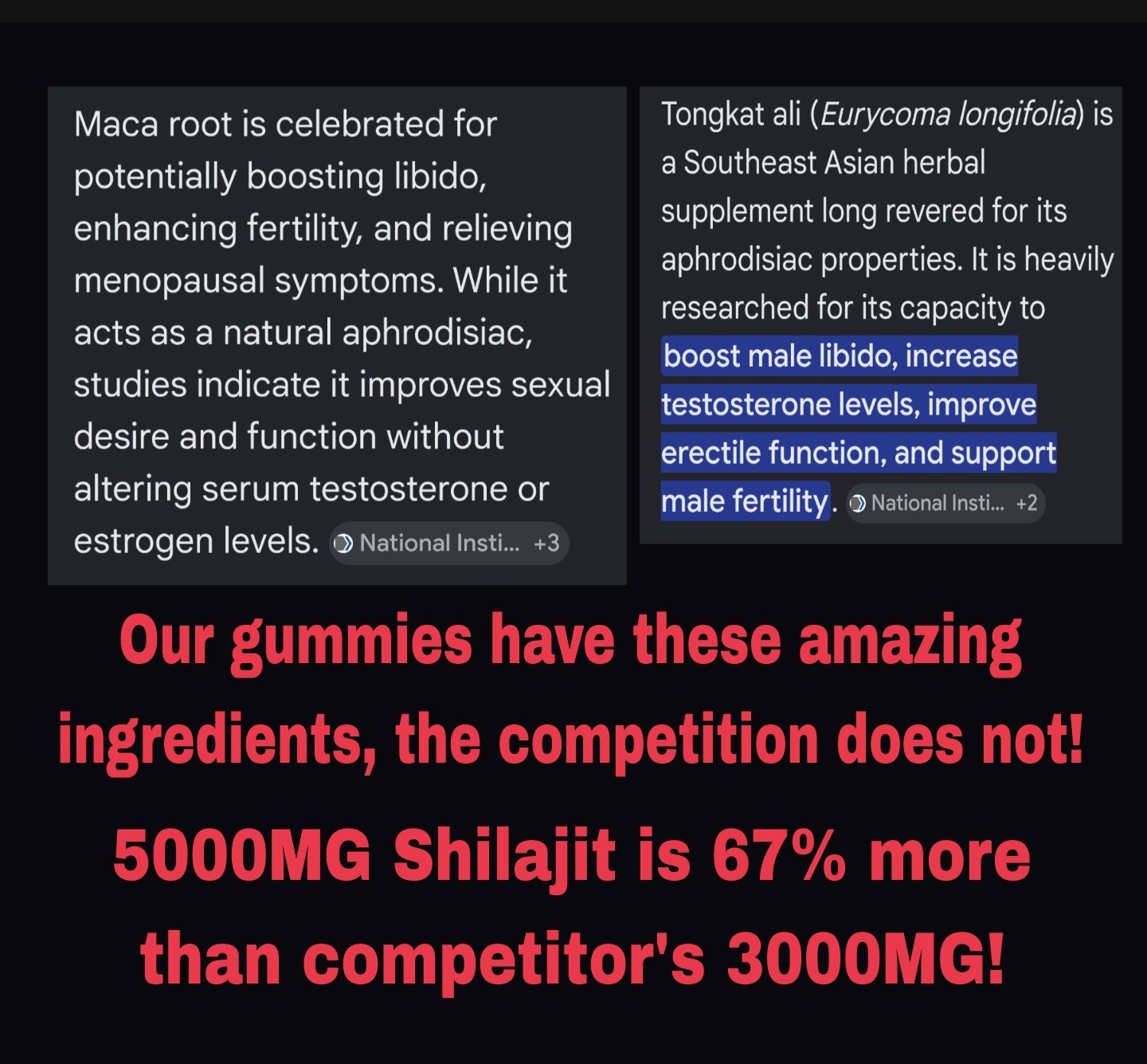 5000mg Himalayan Shilajit Gummies Ashwagandha Fulvic Acid 60ct + (2) Preform Man
