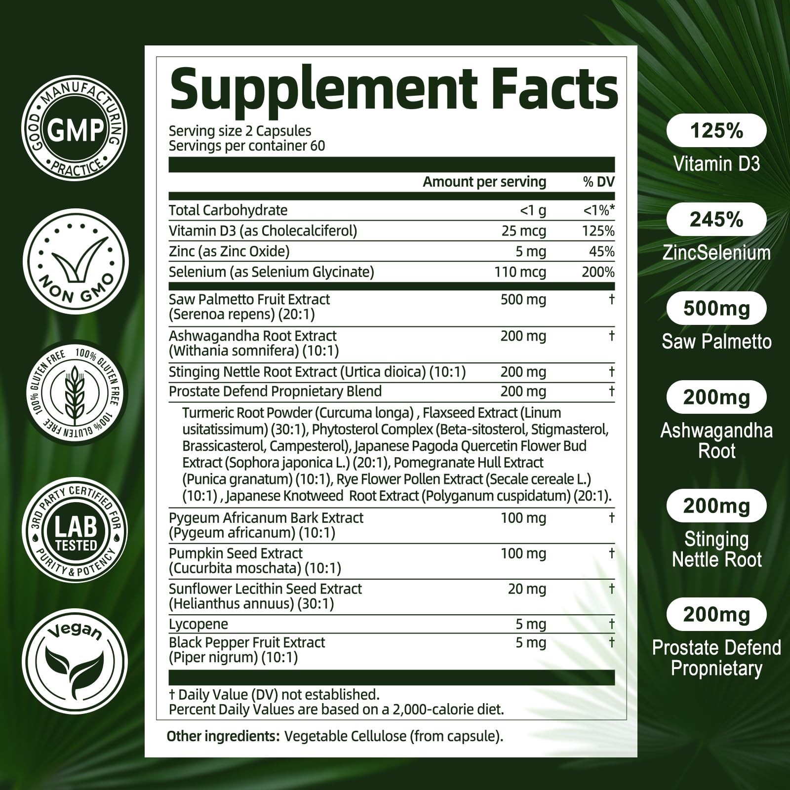 2-Pack Organic Saw Palmetto Prostate Health Supplements with Ashwagandha & DHT B