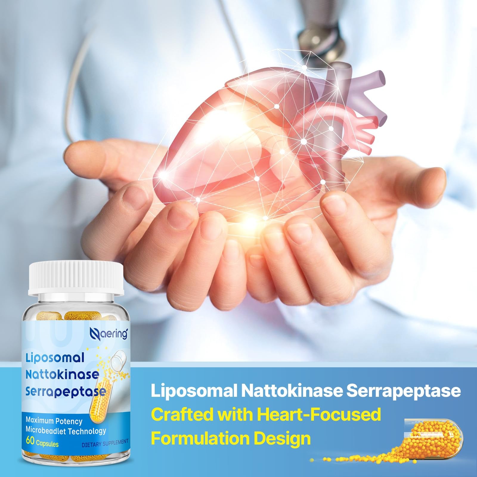 Liposomal Nattokinase 12,000 FU Serrapeptase 360,000 SPU Enzyme Supplement