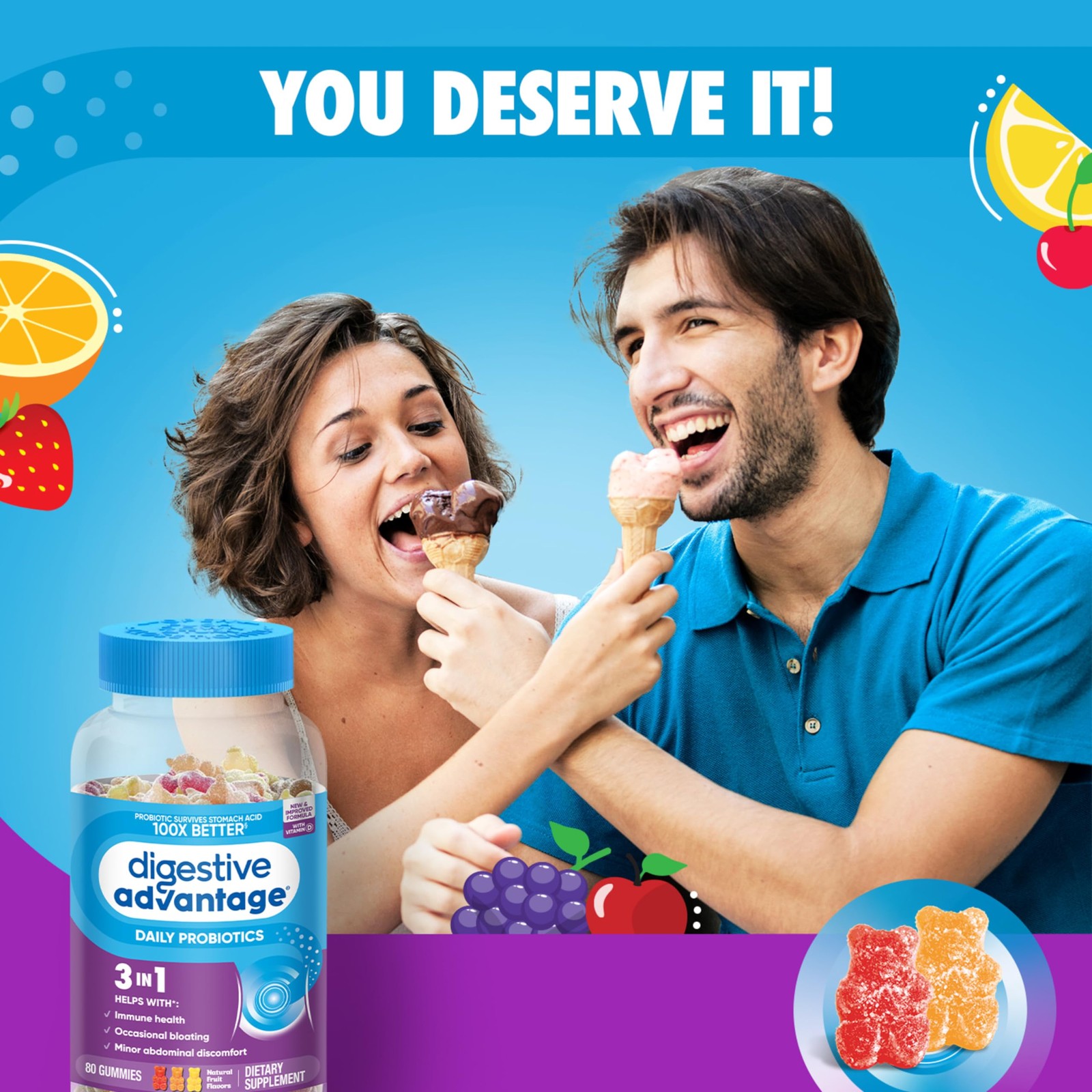 2 PACK Digestive Advantage Probiotics*02/2027*Gummies, 80ct each