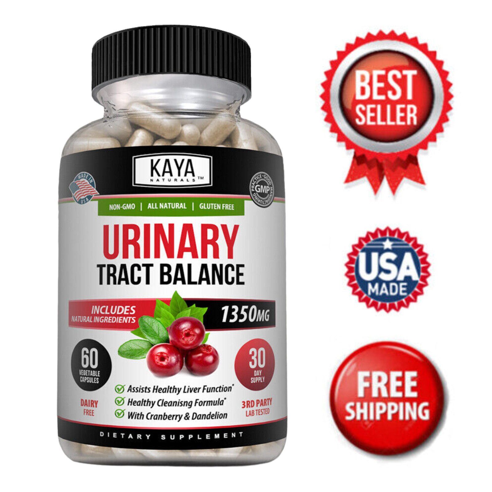 Urinary Tract Balance 1350mg 60ct D Mannose w/ Cranberry Bladder Control Health