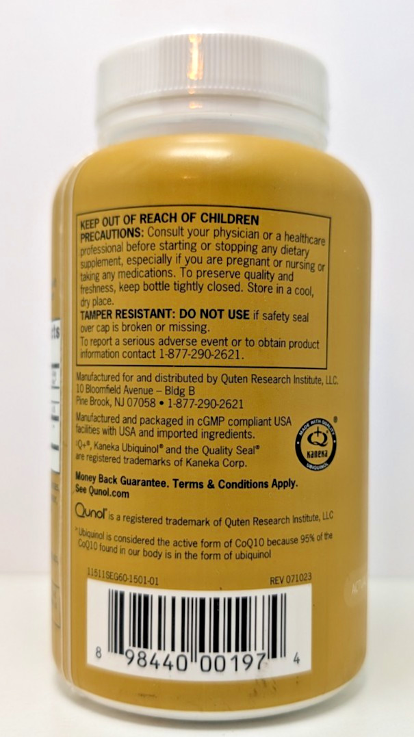 Qunol Ubiquinol Active Form of CoQ10 100mg 60 Softgels Expires 07/26 New Sealed