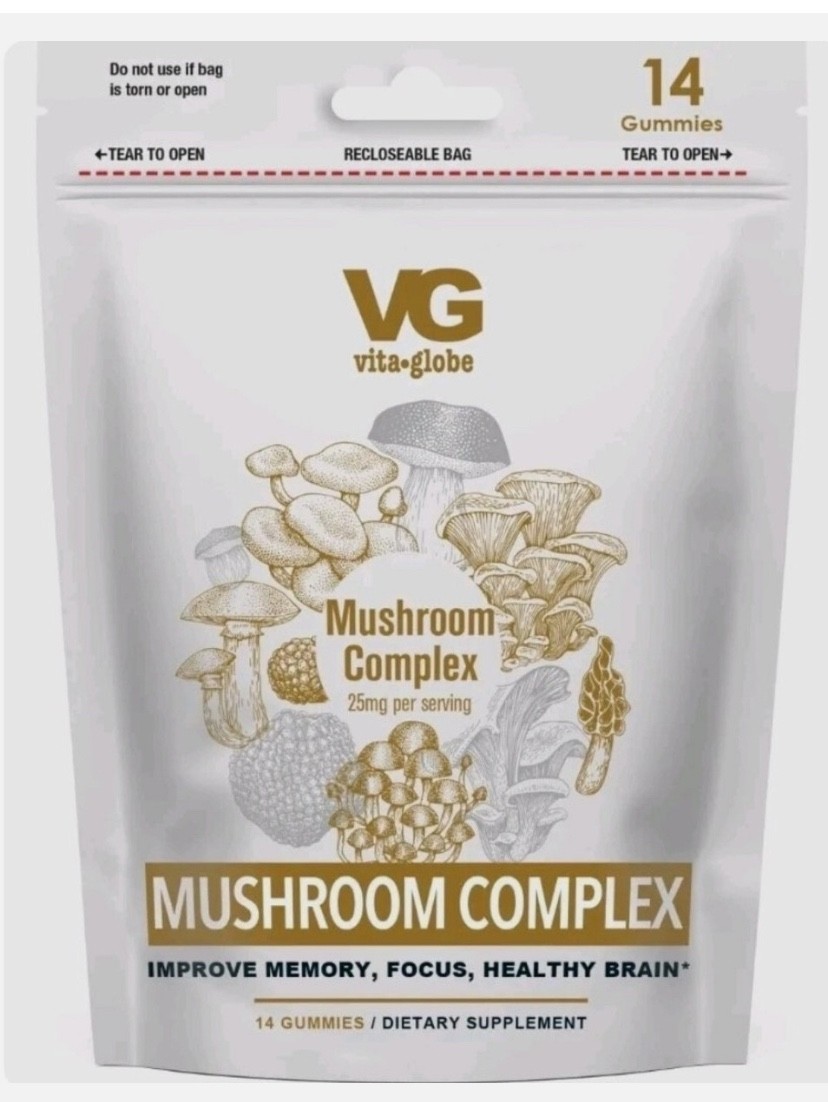Mushroom Complex Gummies – Vita Globe Supports Focus and Memory – 14ct Bag