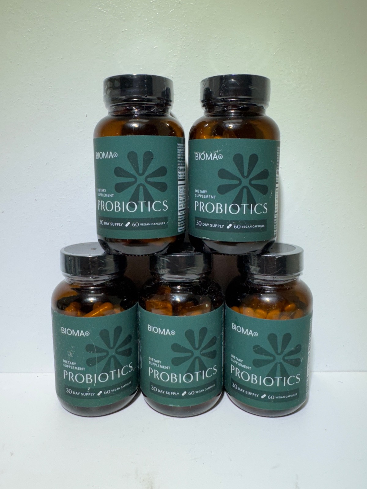 5 Bottles Bioma Probiotics Dietary Supplements Digestive Gut Health 60 Capsules