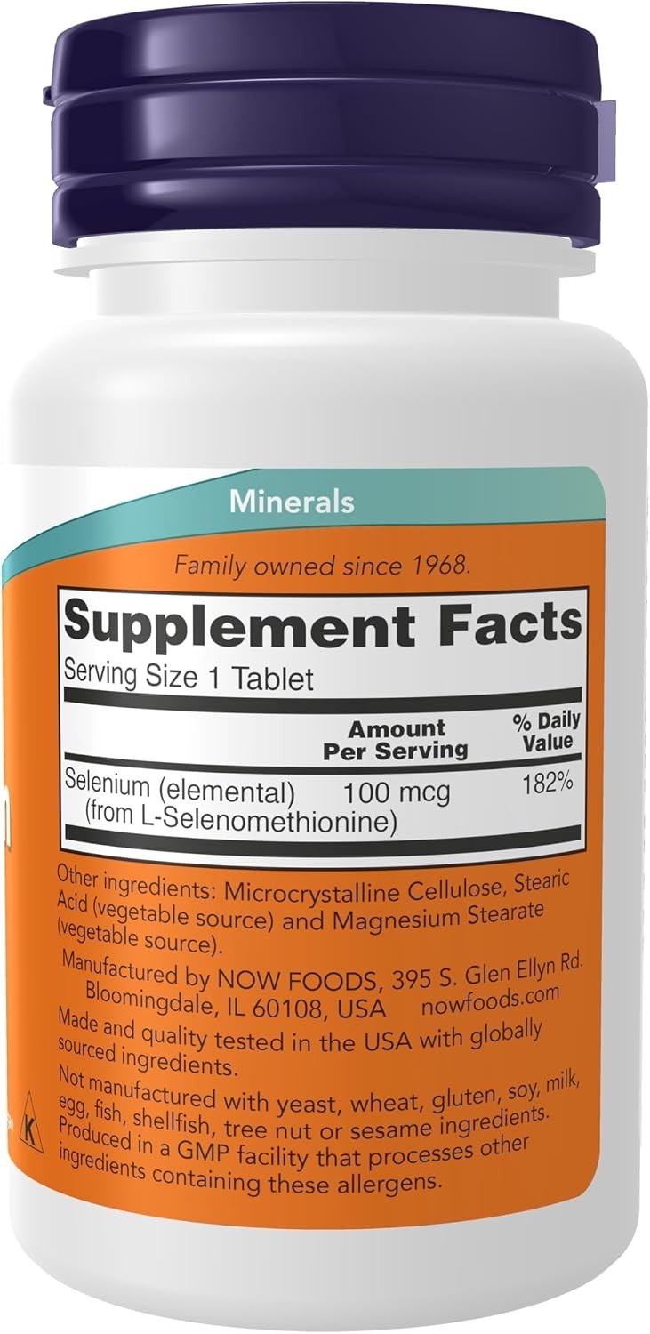 NOW Supplements, Selenium (L-Selenomethionine) 100 Mcg, Essential Mineral*, 100
