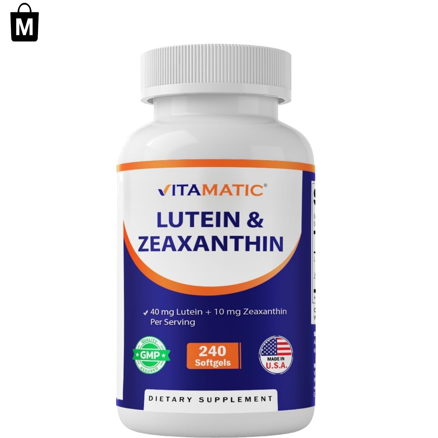 Effective Lutein 40mg & Zeaxanthin 10mg – 240 Softgels for Vision Care