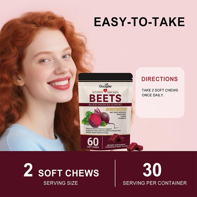 Googeer Total Beets Concentrated Beet Root Soft Chews 60-Count