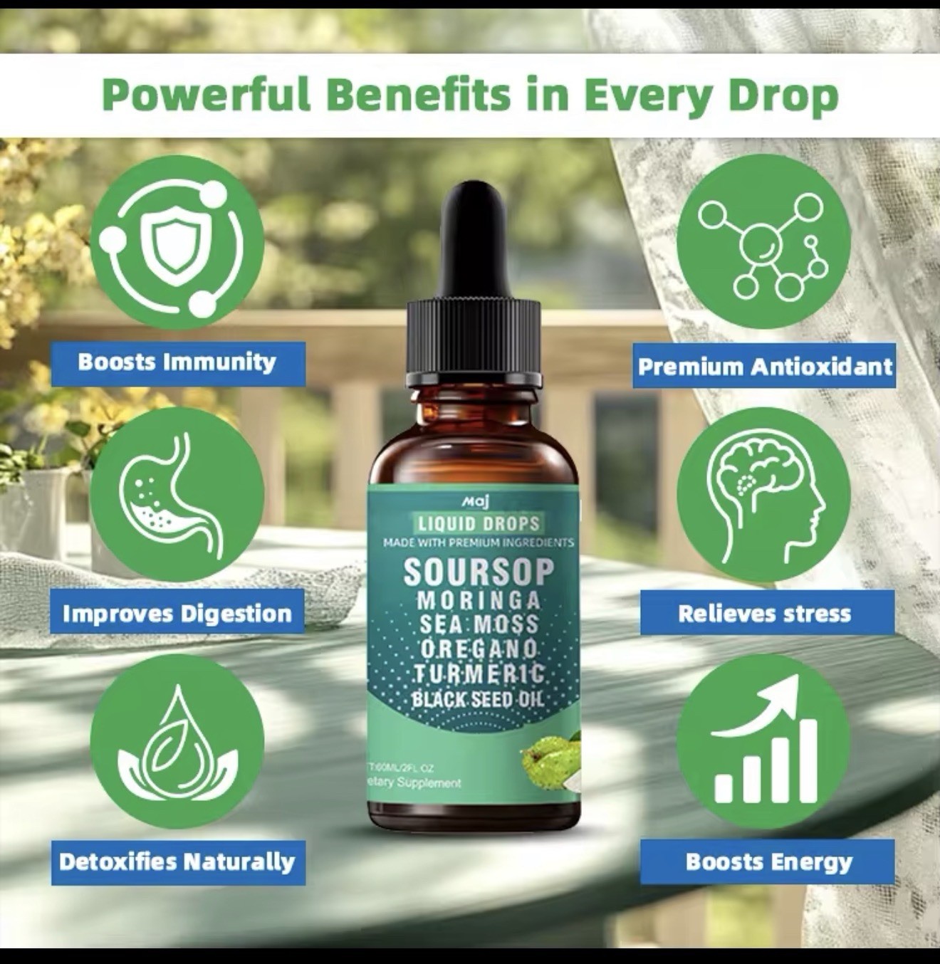 Soursop Multivitamin Liquid Drops, Bitters 2 Fl Oz (Pack of 1)