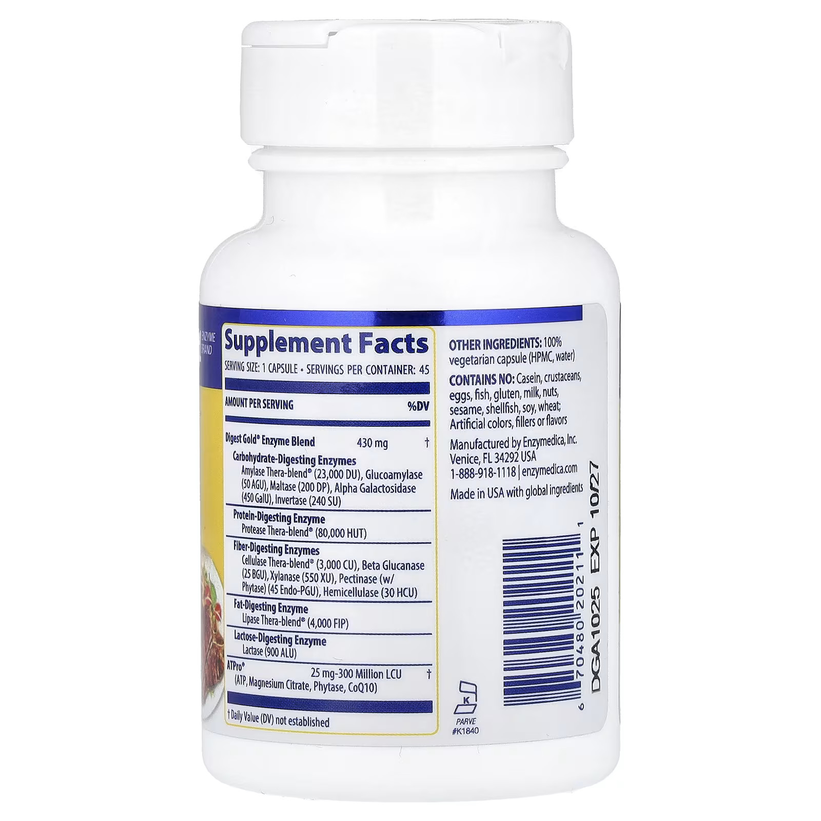 2 X Enzymedica, Digest Gold� with ATPro�, 45 Capsules