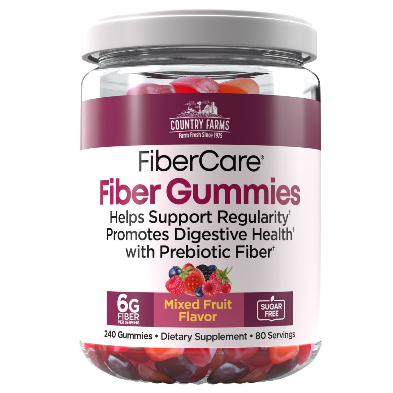 Country Farms Fiber Care 240 Prebiotic Fiber Gummies Mixed Fruit EXP 05/2028