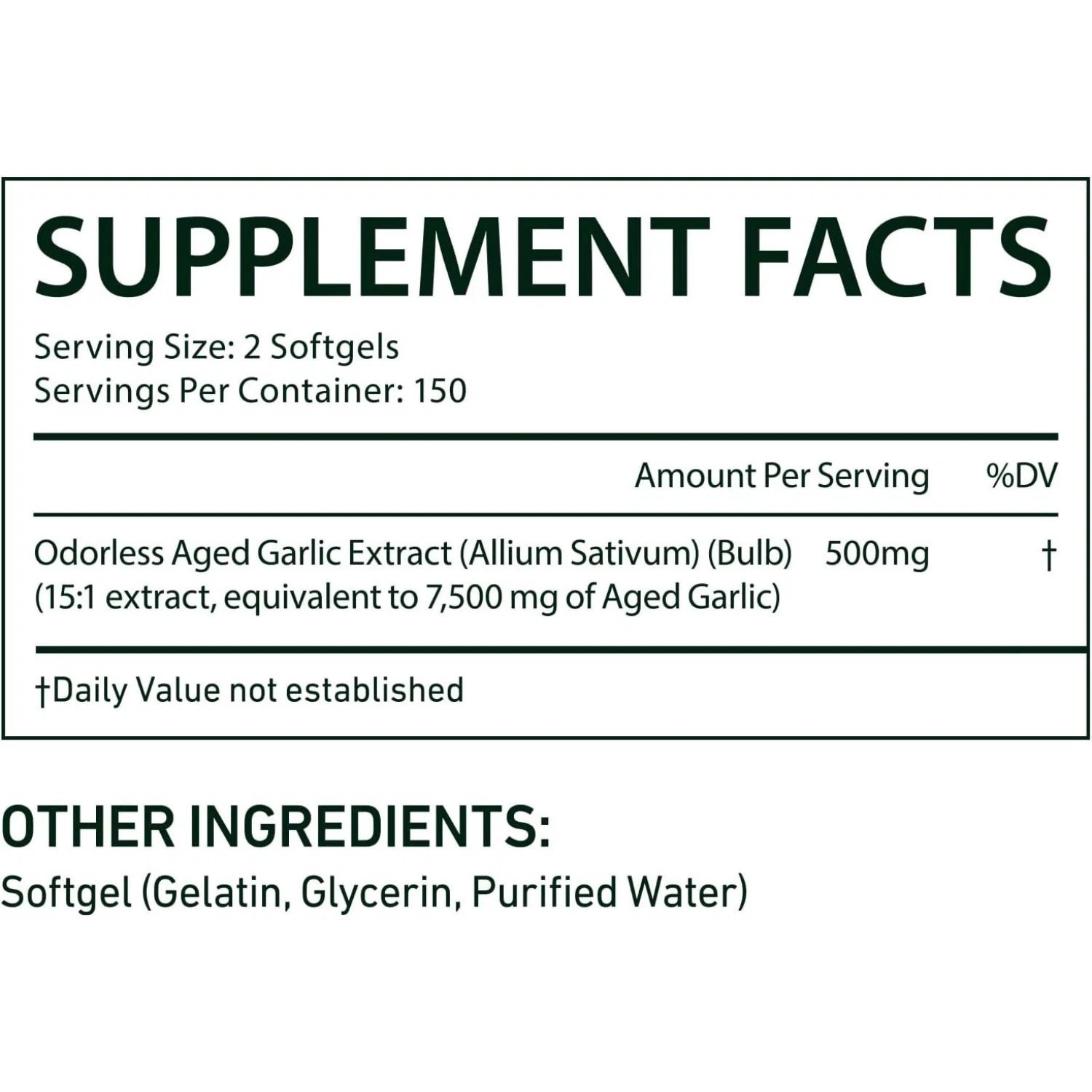 2 Pack Best Aged Garlic Extract, 300 Softgels, 7500mg Odorless | Heart & Immune
