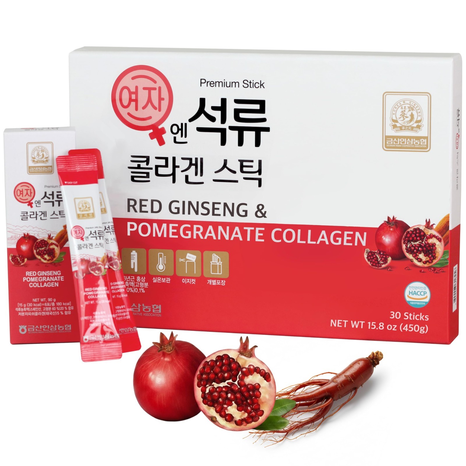 Korean Pomegranate Collagen Jelly Sticks – 5 Pack, 30 Count, 5.1oz – Beauty Supp