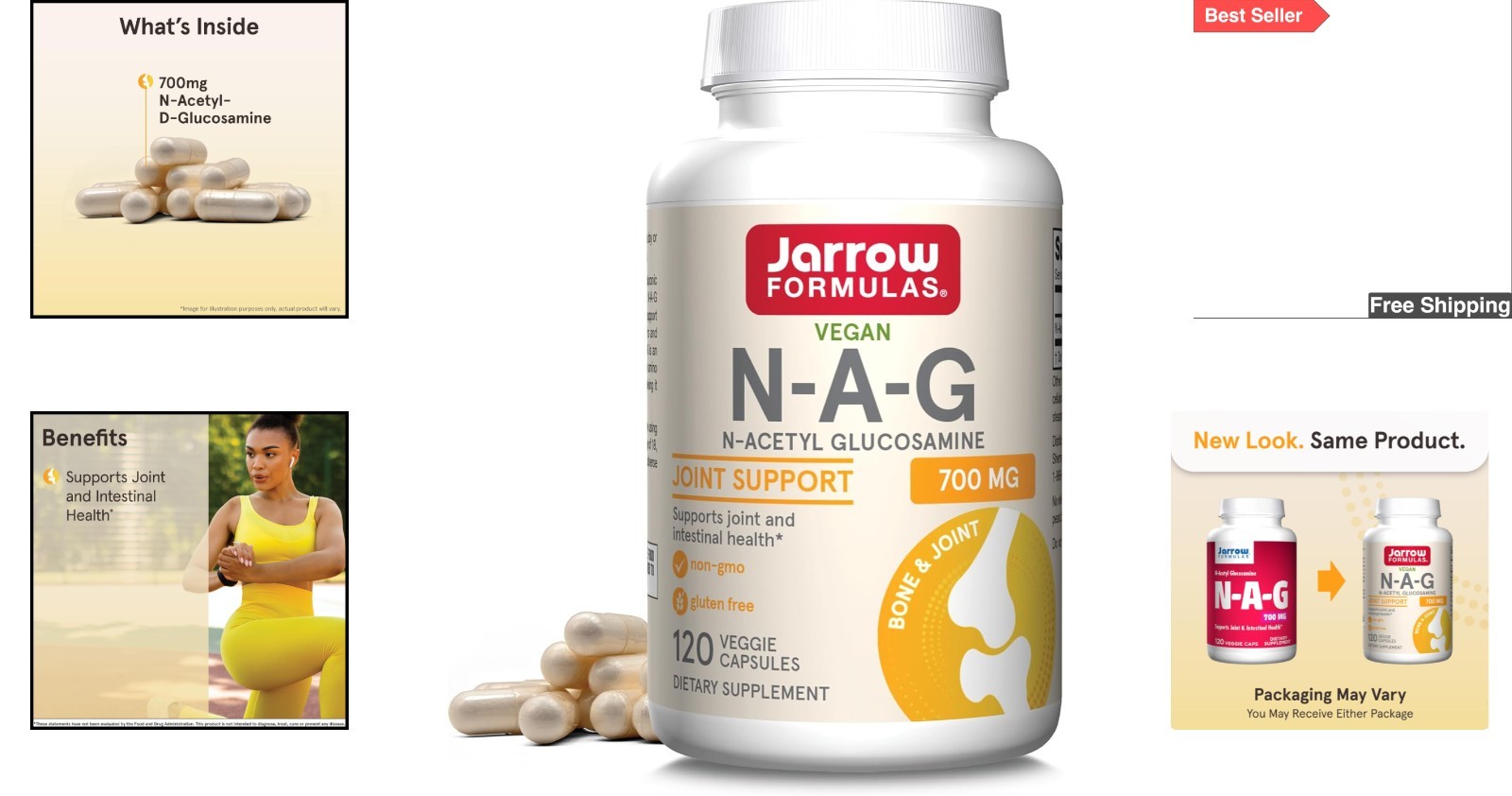N-A-G 700 mg – Gluten-Free Veggie Capsules for Joint Health Support – 120 Count