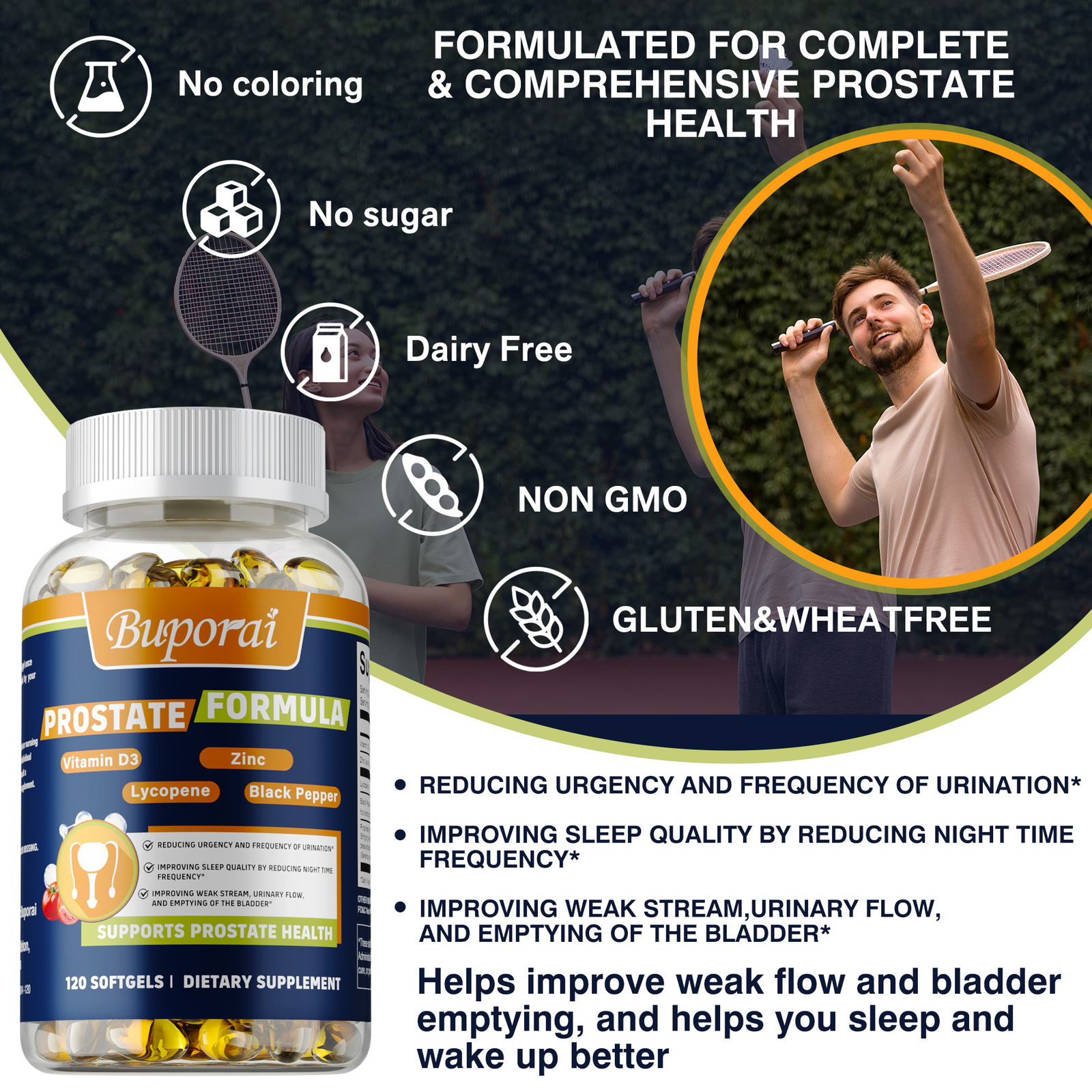 Prostate Formula – with Pumpkin Seed Oil, Lycopene, Plant Sterols, Saw Palmetto