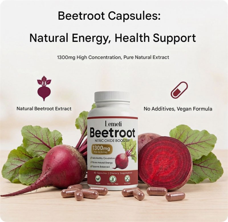 3x Lemeli Beetroot – 1300mg, Lemeli Beet Root Supplement 60 Capsules