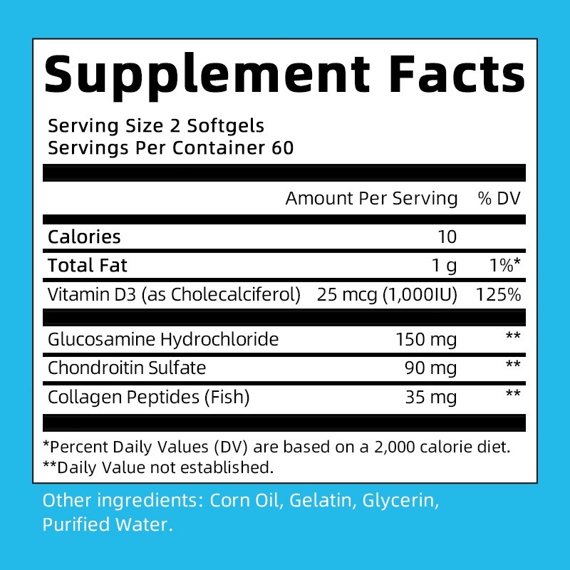 3 Packs 1500mg Glucosamine Chondroitin Capsules Collegan & MSM Supplement