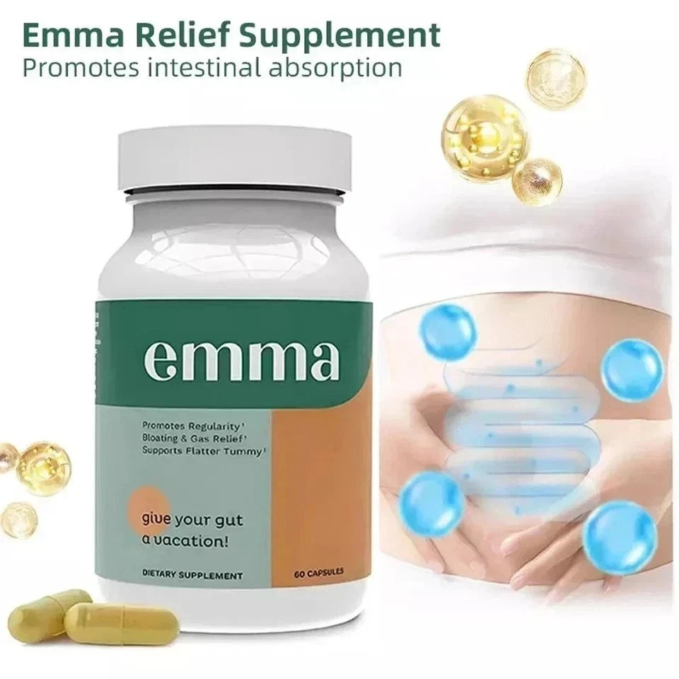 Emma Gut Health Supplement for Gas & Bloating Relief,Leaky Gut Repair,60 Capsule