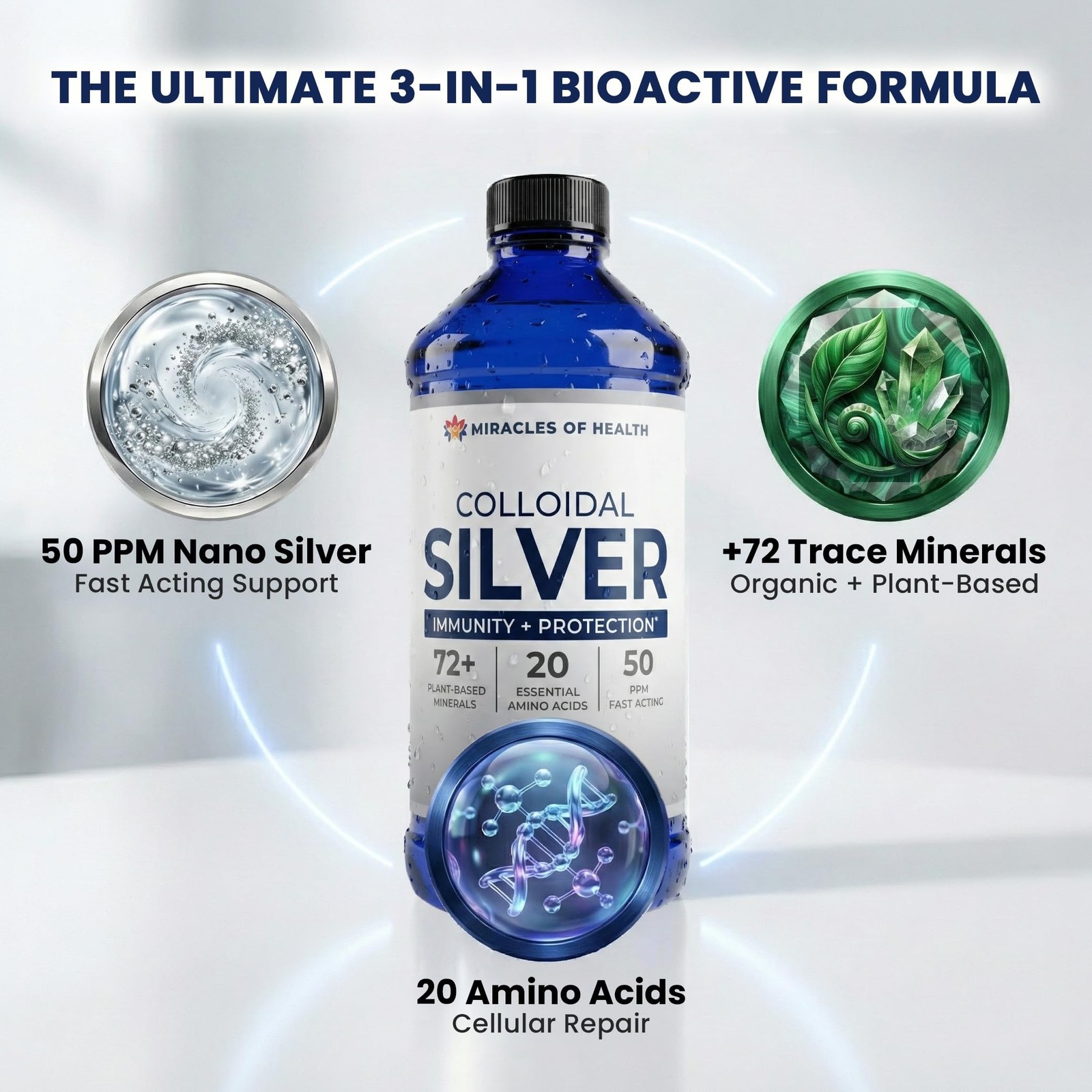 Colloidal Silver 16 oz – 50 PPM Liquid Silver | 16 fl oz Liquid Colloidal Sil…