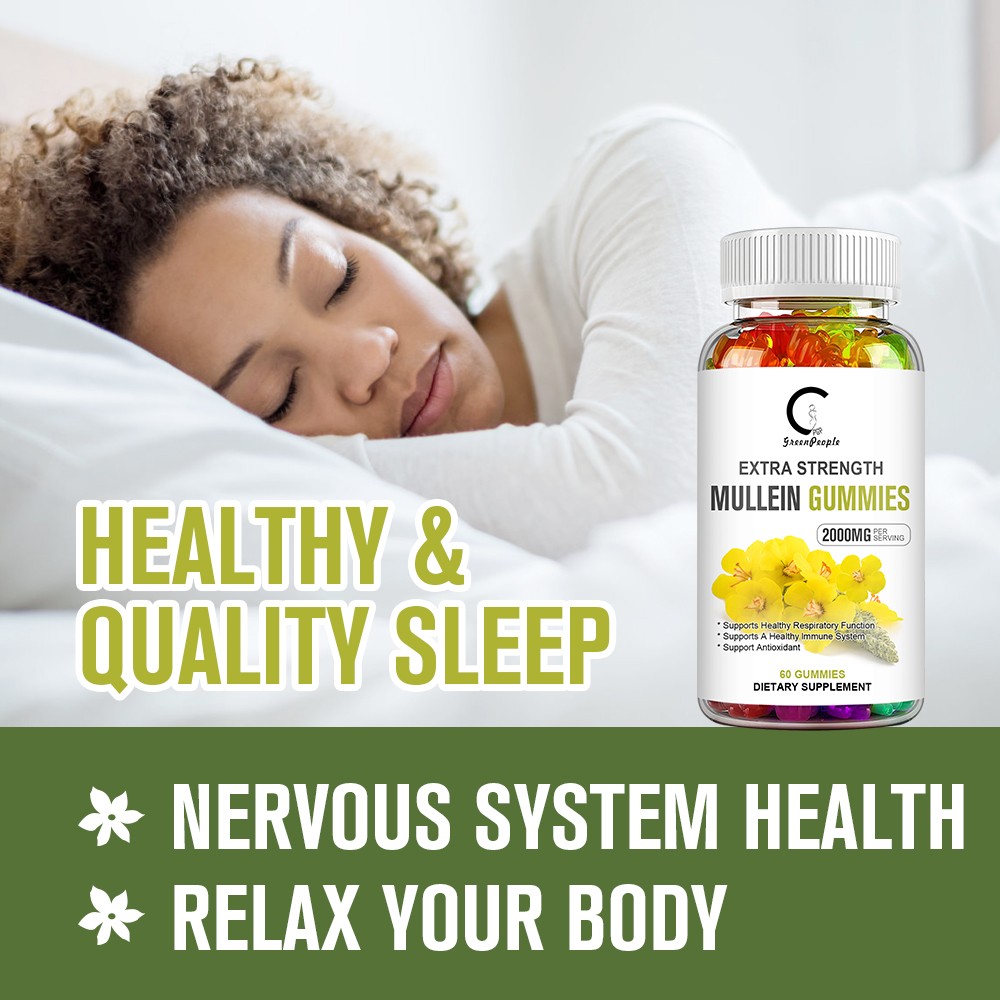 120 Count Mullein Gummies for Lung Cleanse Extra Strength Mullein Leaf Extract