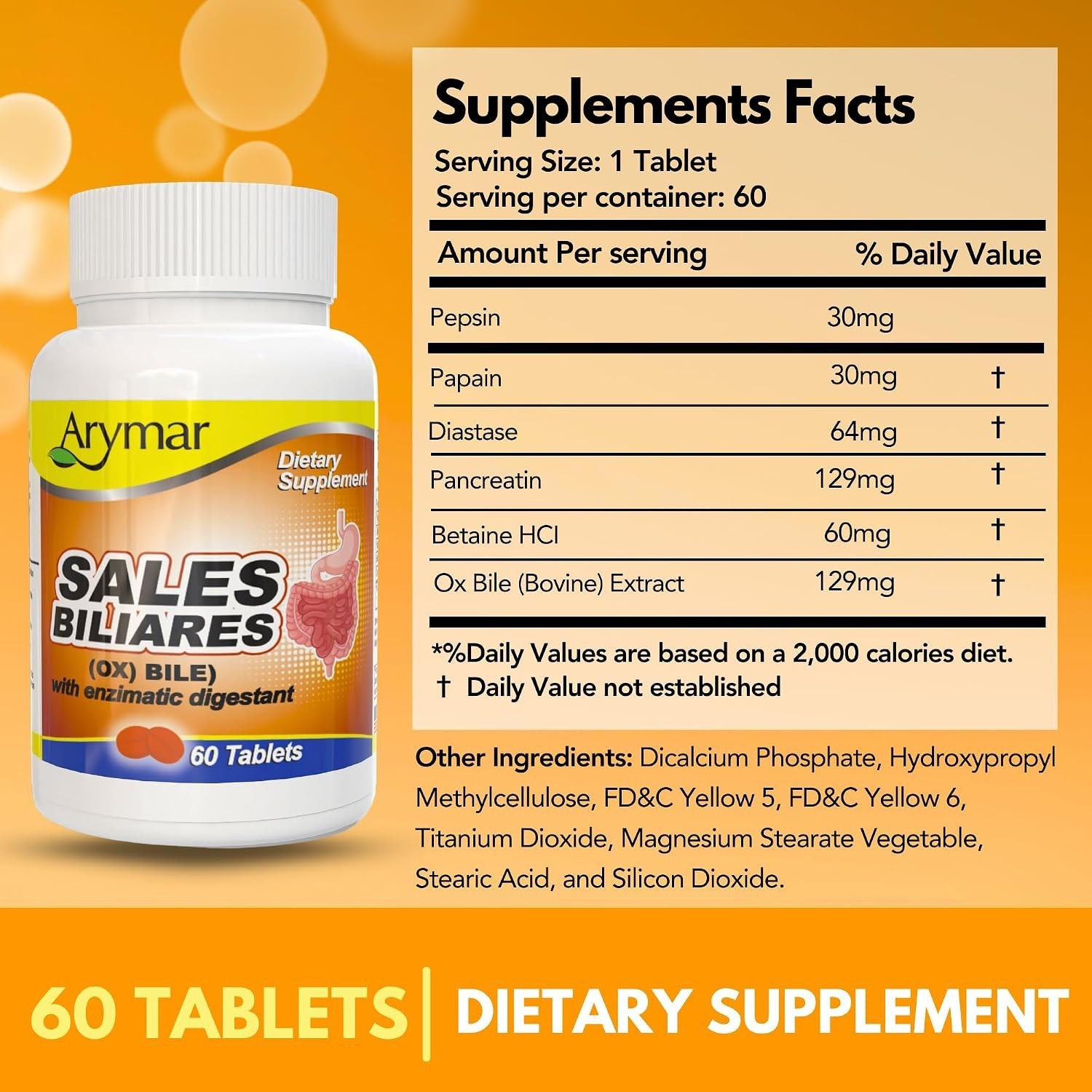 Sales Biliares Ox Bile & Digestive Enzymes – 60 Natural Tablets for Gut Health