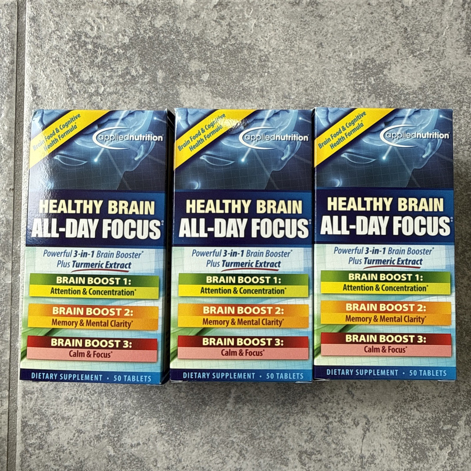 3 Boxes Applied Nutrition Healthy Brain All-Day Focus