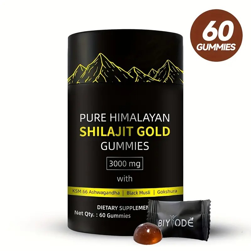 2X Natural 60 Shilajit Gold Gummies Ashwagandha and Gokshura Himalayan Gummies