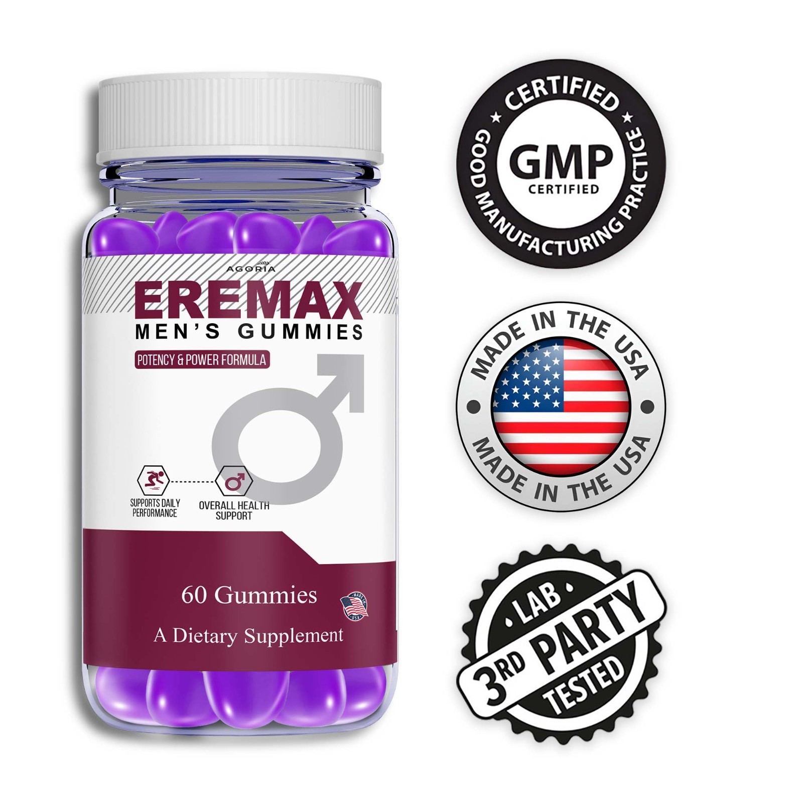 ( 1 Pack ) Eremax Gummies – Men’s Vitality & Performance Support Supplement