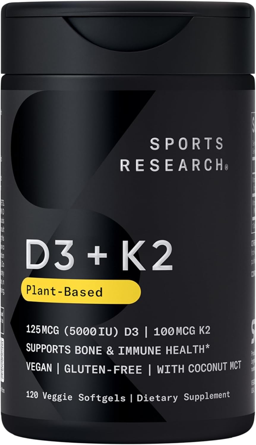Sports Research Vitamin D3 K2 Plant Based 5000iu 120ct