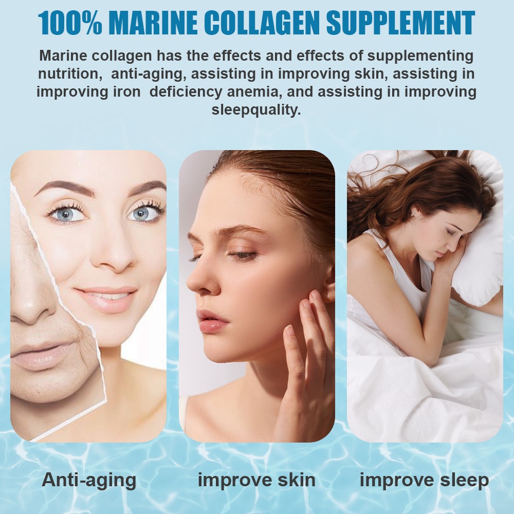1/2/3 Bottle Marine Collagen Type I Peptides Hyaluronic Acid Vitamin C 60 Count