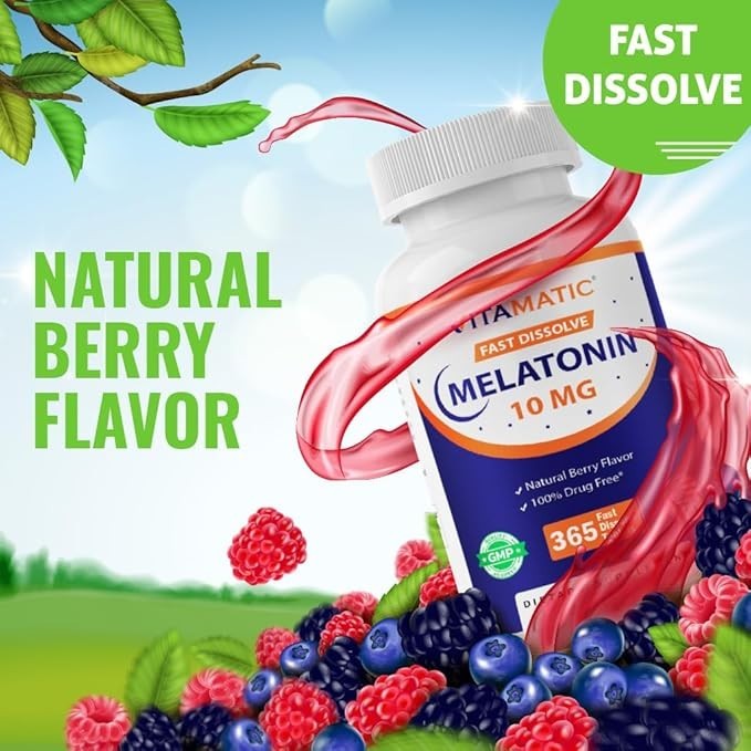 Vitamatic Melatonin 10 mg Tablets | Vegetarian, Non-GMO, Gluten-Free 365 Tablets